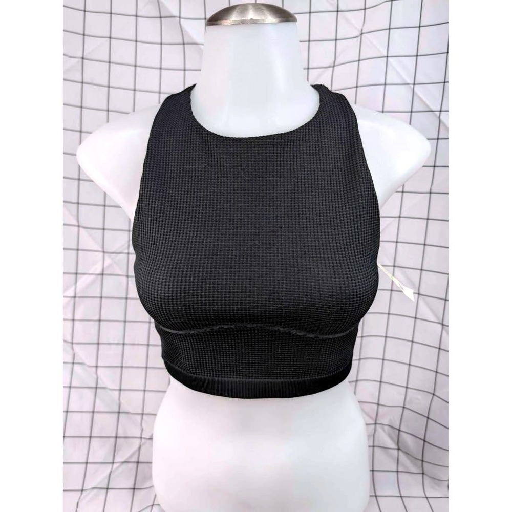 OFFLINE by‎ Aerie~Black Seamless Waffle Knit Racerback Sports Bra ~ MEDIUM ~ NWT